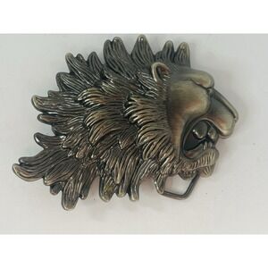 Figural Cut Out Lion Head Animal Growling Unique Belt Buckle Vintage